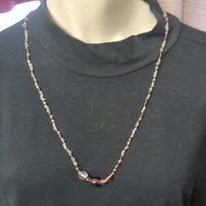 Brown and Silver Beaded Necklace - Women Jewelry